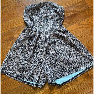 Unbranded Strapless Romper Shorts Leopard Print Size Small Tan/Black NWOT